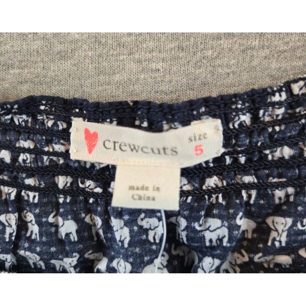 Crewcuts Dress Girls 5 Blue‎ White Elephant AOP Cap Sleeves Ruffled Hem NWT - Picture 3 of 9